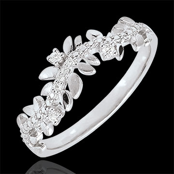 ventes en ligne Bague Jardin Enchanté - Feuillage Royal - diamant et or blanc - 18 carats