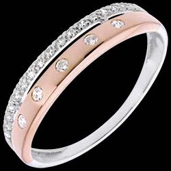 Anneau Constellation - Couronne d'Étoiles - petit modèle - or rose, or blanc - 22 diamants