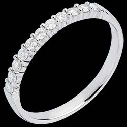 Alliance or blanc semi pavÃ©e - serti griffes - 11 diamants 640 â‚¬