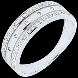 Anneau Constellation - Couronne d'Étoiles - grand modèle - or blanc, diamants - 18 carats