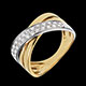 cadeau femmes bague atrial or jaune et or blanc pave