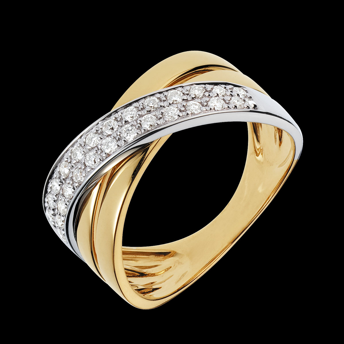Bague Atrial or jaune et or blanc pavé - 0.26 carats - 26 diamants Bague Atrial or jaune et or blanc pavé - 0.26 carats - 26 diamants