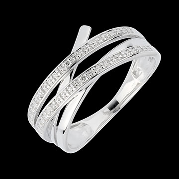 acheter en ligne Bague Tourbillon or blanc - 6 diamants