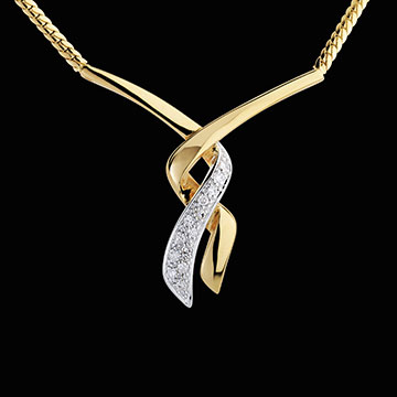 cadeaux femmes Collier Baiser du gu�pard or jaune pav� - 13 diamants