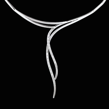 cadeau femmes Collier Elfe or blanc - 18 diamants