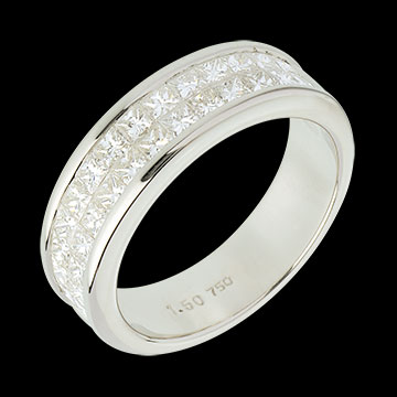 Alliance or blanc semi pav�e - serti rail 2 rangs - 1.5 carats