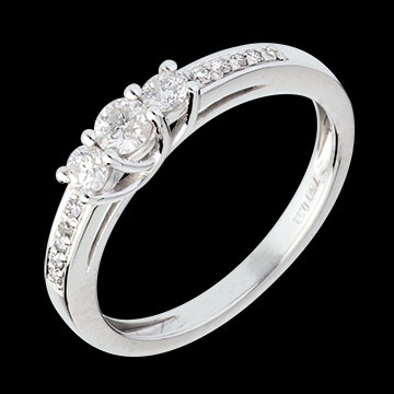 joaillerie Bague trilogie or blanc pav�e (MM)  - 0.34 carats