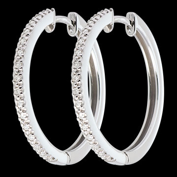 femme Cr�oles semi pav�es or blanc (GM) - 32 diamants