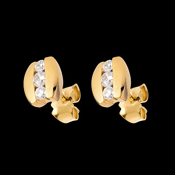 vente on line boucles d'oreilles trilogie parenth�se - puces or jaune (MM) - 0.23 carats - 6 diamants