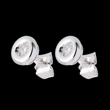 Boucles d'oreilles Calice diamants - puce or blanc (PM)