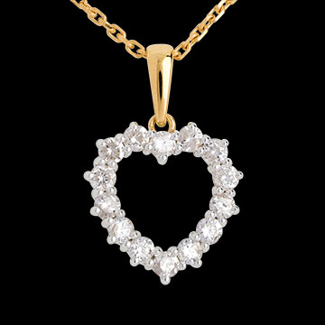 achat en ligne Pendentif Coeur �chancr� diamants (GM) - 0.9 carats - 14 diamants