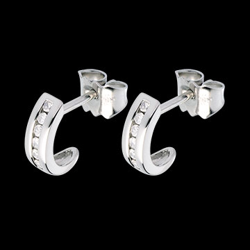acheter on line Boucles d'oreilles demie lune pav�e or blanc (PM) - 12 diamants