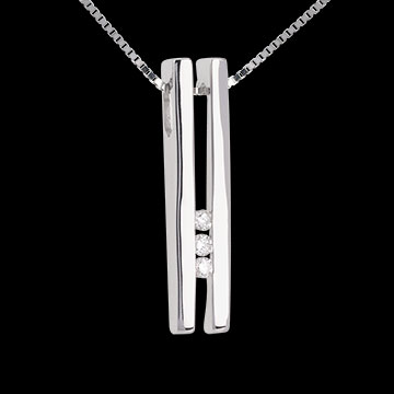 Pendentif Diapason Trilogie or blanc (GM) - 3 diamants