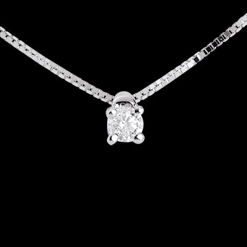 cadeaux Collier solitaire or blanc (PM)