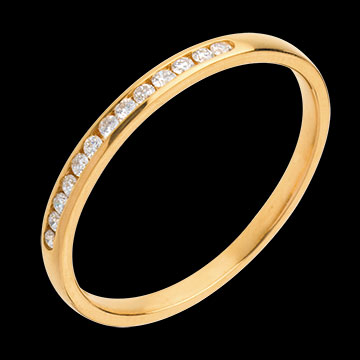 mariage Alliance or jaune semi pav�e - serti rail - 13 diamants