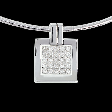 femme Collier empreinte or blanc pav�e - 0.45 carats - 25 diamants