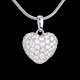 bijou Pendentif coeur pav� or blanc et beli�re (GM - 1.04 carats - 50 diamants