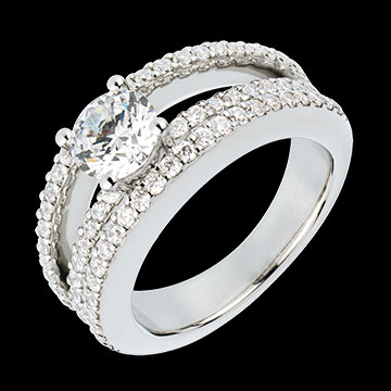 cadeau femme Solitaire Empire or blanc pav�  - 1.74 carats - 67 diamants