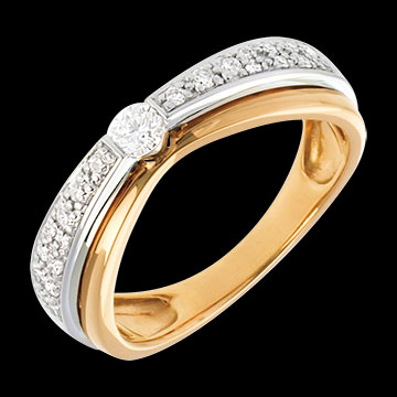 joaillerie Solitaire Maharajah pav� or jaune-or blanc (MM) - 0.25 carats - 23 diamants