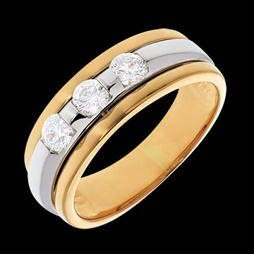 Trilogie �clipse or jaune-or blanc (MM) - - 0.44 carats - 3 diamants