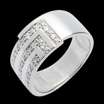 Bague �querre or blanc pav�e - 17 diamants