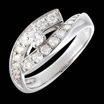 acheter en ligne Solitaire Prunelle or blanc - 0.63 carats - 19 diamants