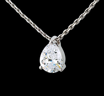cadeau Collier Larme diamant - or blanc  - 1.25 carats