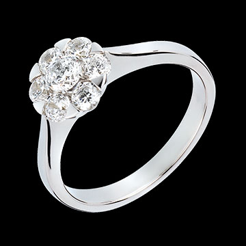 achat Bague Rosace diamants - or blanc  - 0.88 carats - 7 diamants