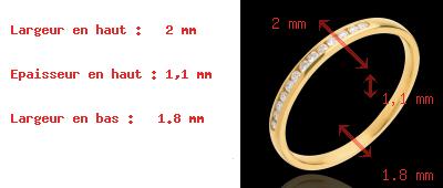 bijouteries Alliance or jaune semi pav�e - serti rail - 13 diamants