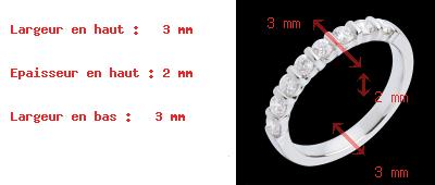 cadeau Alliance or blanc semi pav�e - serti barrettes - 0.5 carats - 8 diamants
