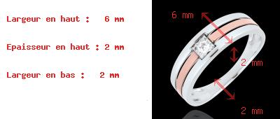 cadeau Bague Triple rangs or rose or blanc - diamant 0.062 carat