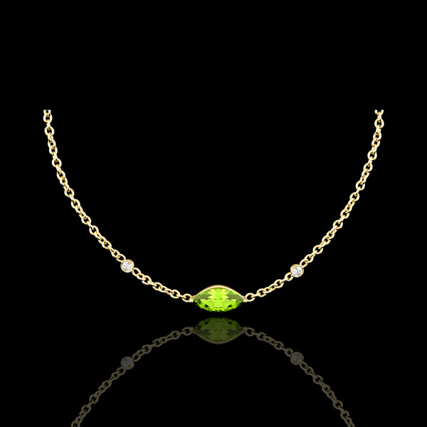 Collier Regard d'Orient - péridot et diamants - or jaune 9 cara