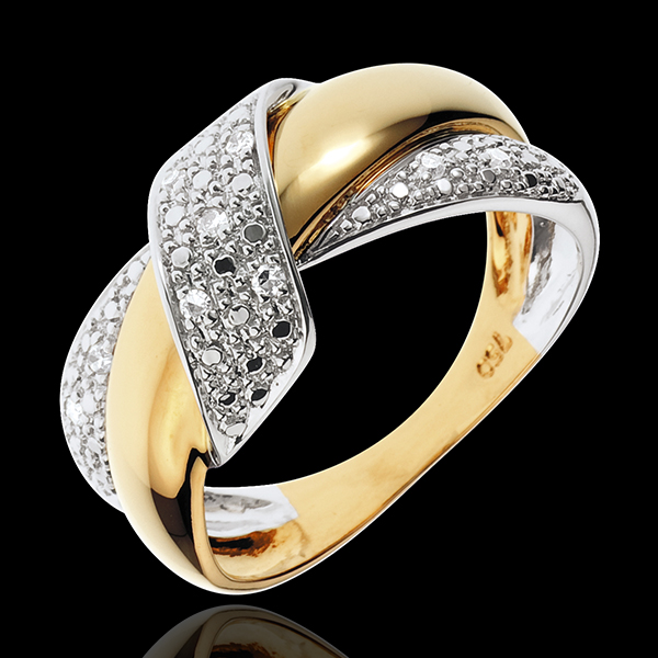 Bague Double Noeud - or blanc et or jaune 18 carats