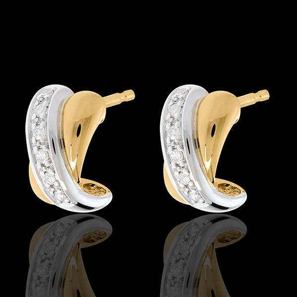 Boucles d'oreilles Tandem paves 12 diamants - or blanc et or jau