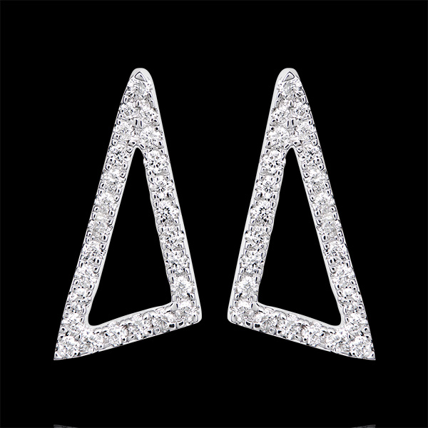 Boucles d'oreilles Equerre astrale - or blanc 9 carats et diaman