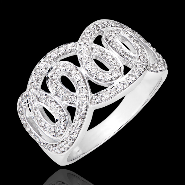 Bague Destinée - Volutes impériales - or blanc 9 carats et dia