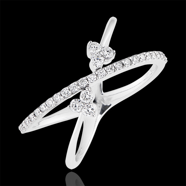 Bague Celestes Elipses - or blanc 9 carats et dimants