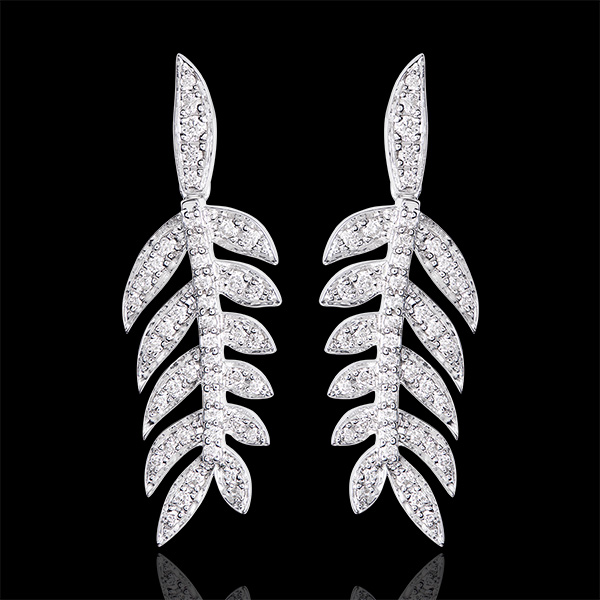 Boucle d'oreilles Lauriers de Gloire - or blanc 18 carats et dia