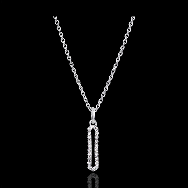 Collier Cartouche pavée - or blanc 18 carats et diamants