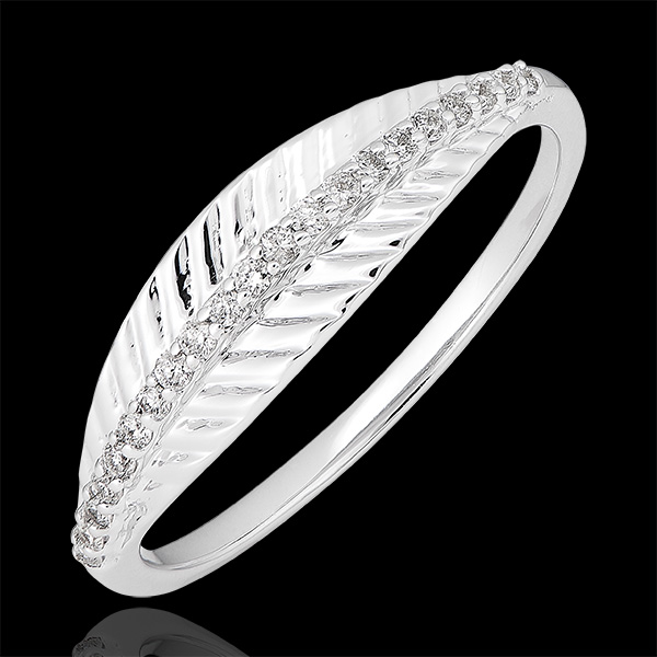 Bague Palme royale - or blanc 9 carats et diamants