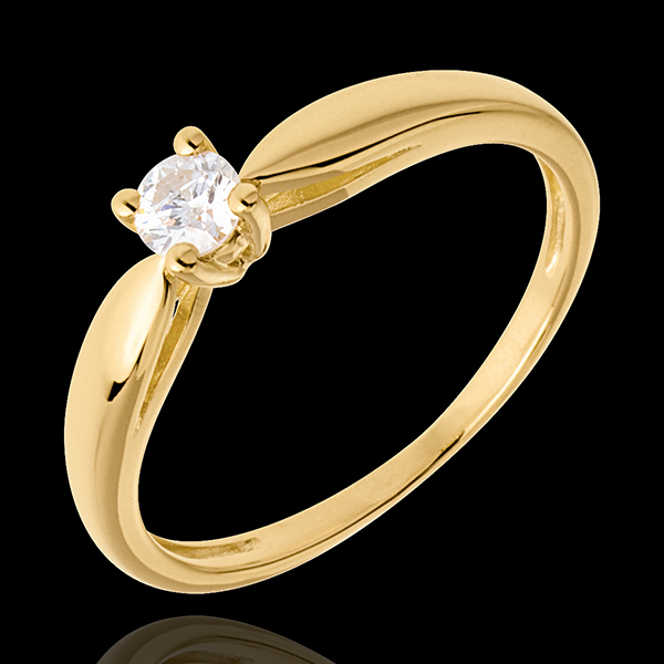 Solitaire roseau or jaune 18 carats - 0.16 carat