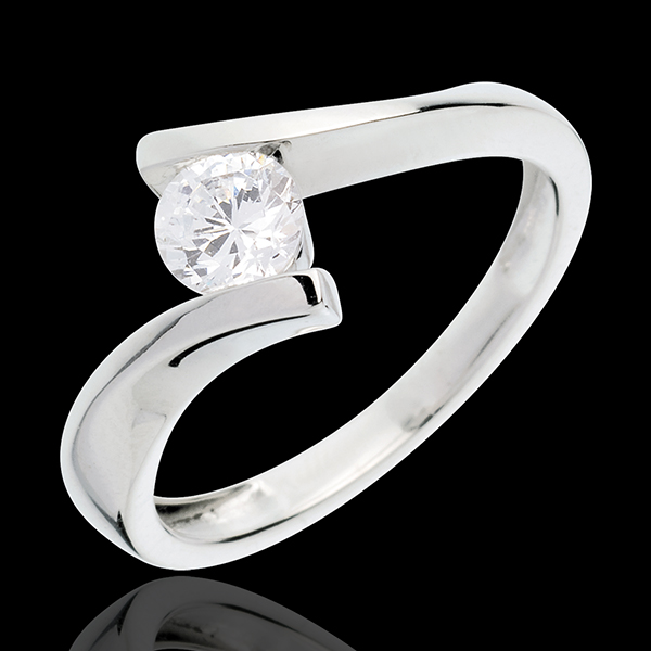 Solitaire apostrophe or blanc 18 carats (TGM+) - 0.52 carats