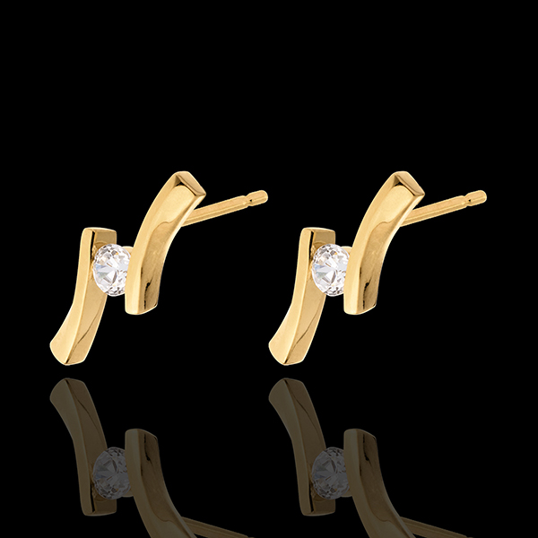 Boucles d'oreilles apostrophe diamants - puce or jaune 18 carats