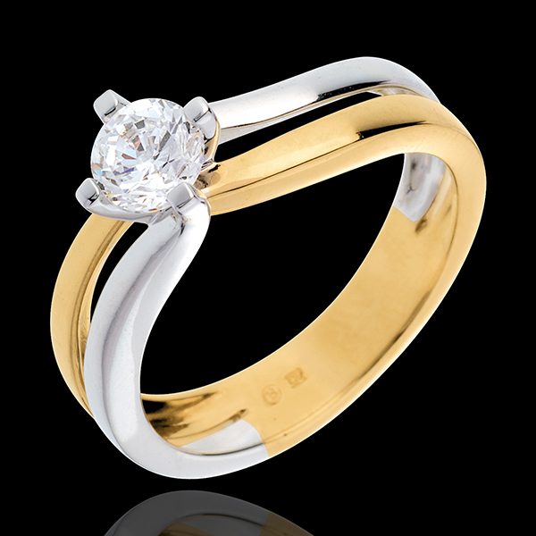 Solitaire Sillon (TGM) - diamant 0.52 carats - or blanc et or ja