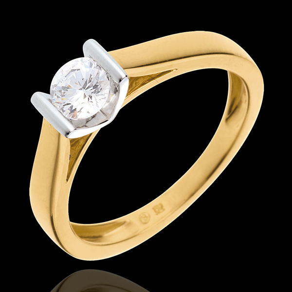 Solitaire caldera or jaune 18 carats-or blanc - 0.41 carats