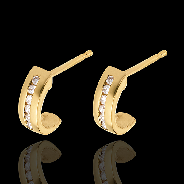 boucles d'oreilles demi-lunes pavées - or jaune 18 carats - 12