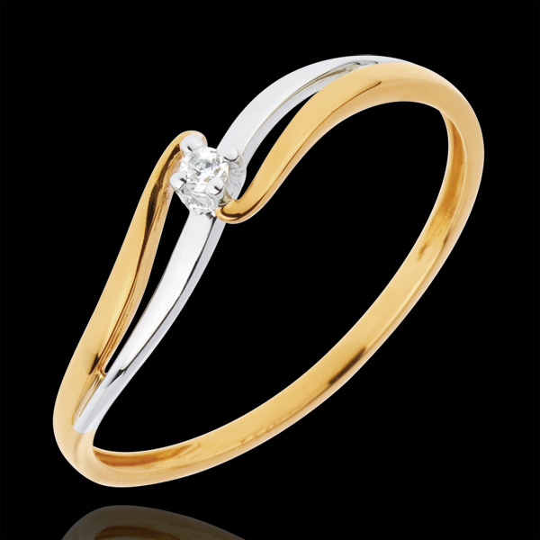 Bague Solitaire Nid PrÃ©cieux - EloÃ¯se - or blanc et or jaune 1