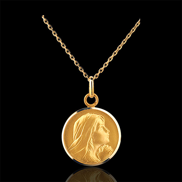 MÃ©daille Vierge priant 16mm - or jaune 18 carats
