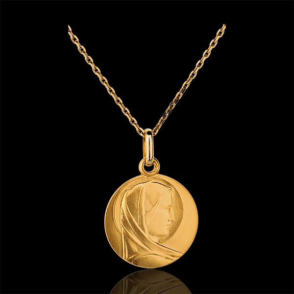 Médaille Vierge classique 15mm - or jaune 18 carats