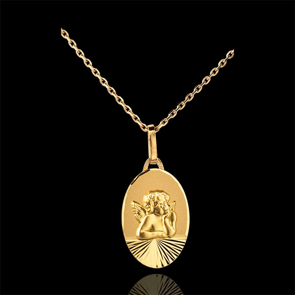 MÃ©daille Ange RaphaÃ«l moderne - or jaune 18 carats